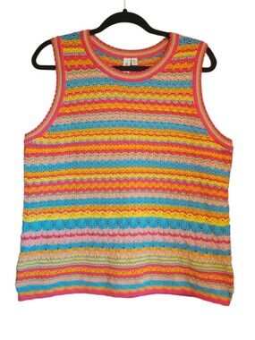 Grace + Karma Colorful Crochet Sweater Tank Top XL